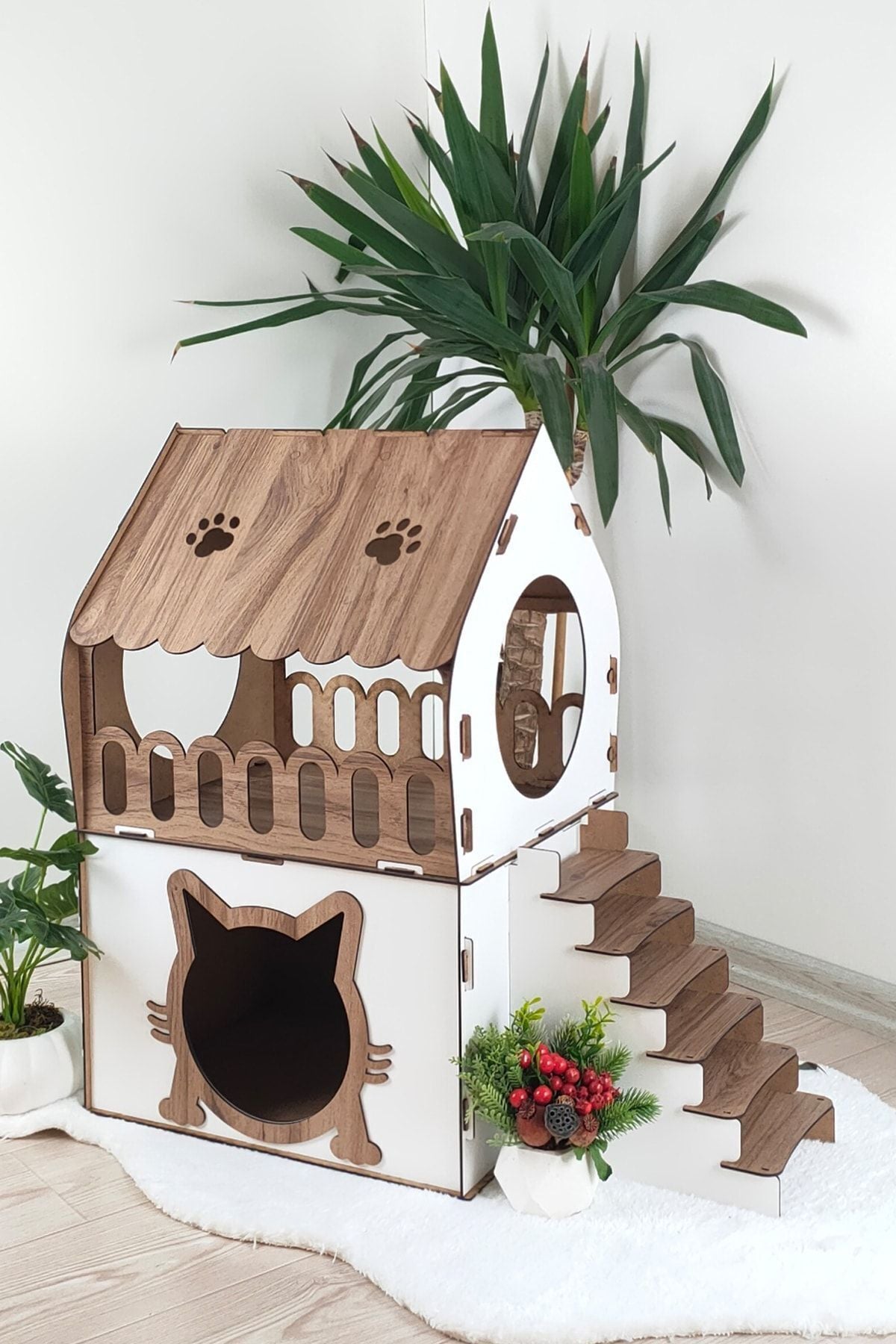Kedi Evi 2 Katlı Merdivenli