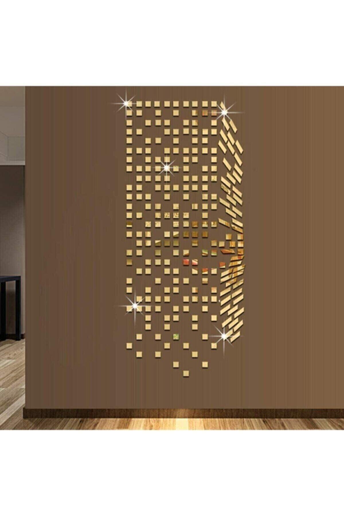 Dekor Süs Mozaık Ayna 200x Adet Pleksi Dekoratif Gold Antre Banyo