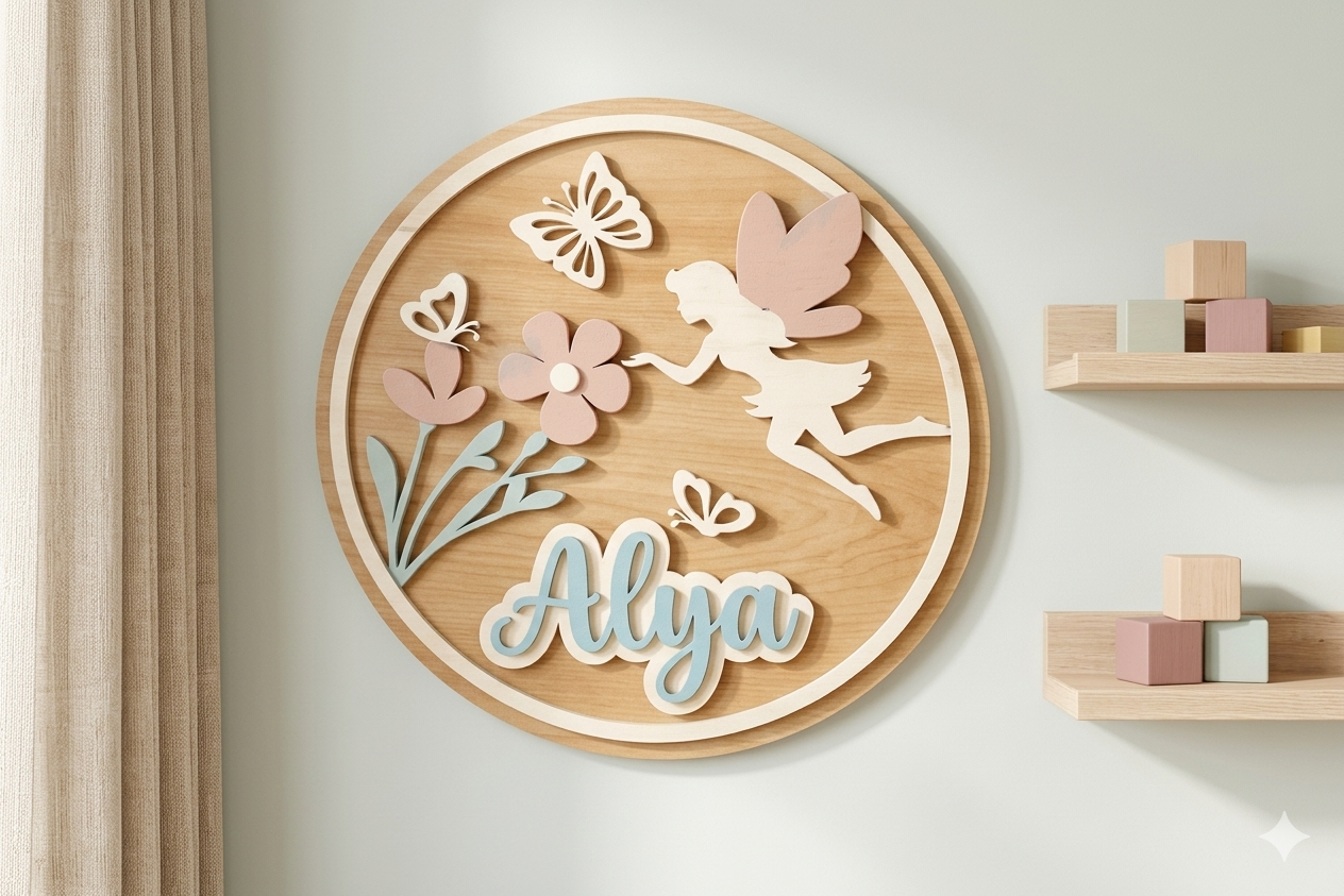 Kişiye Özel 30 cm Ahşap İsimli Duvar Süsü | MDF Bebek Odası Dekoru