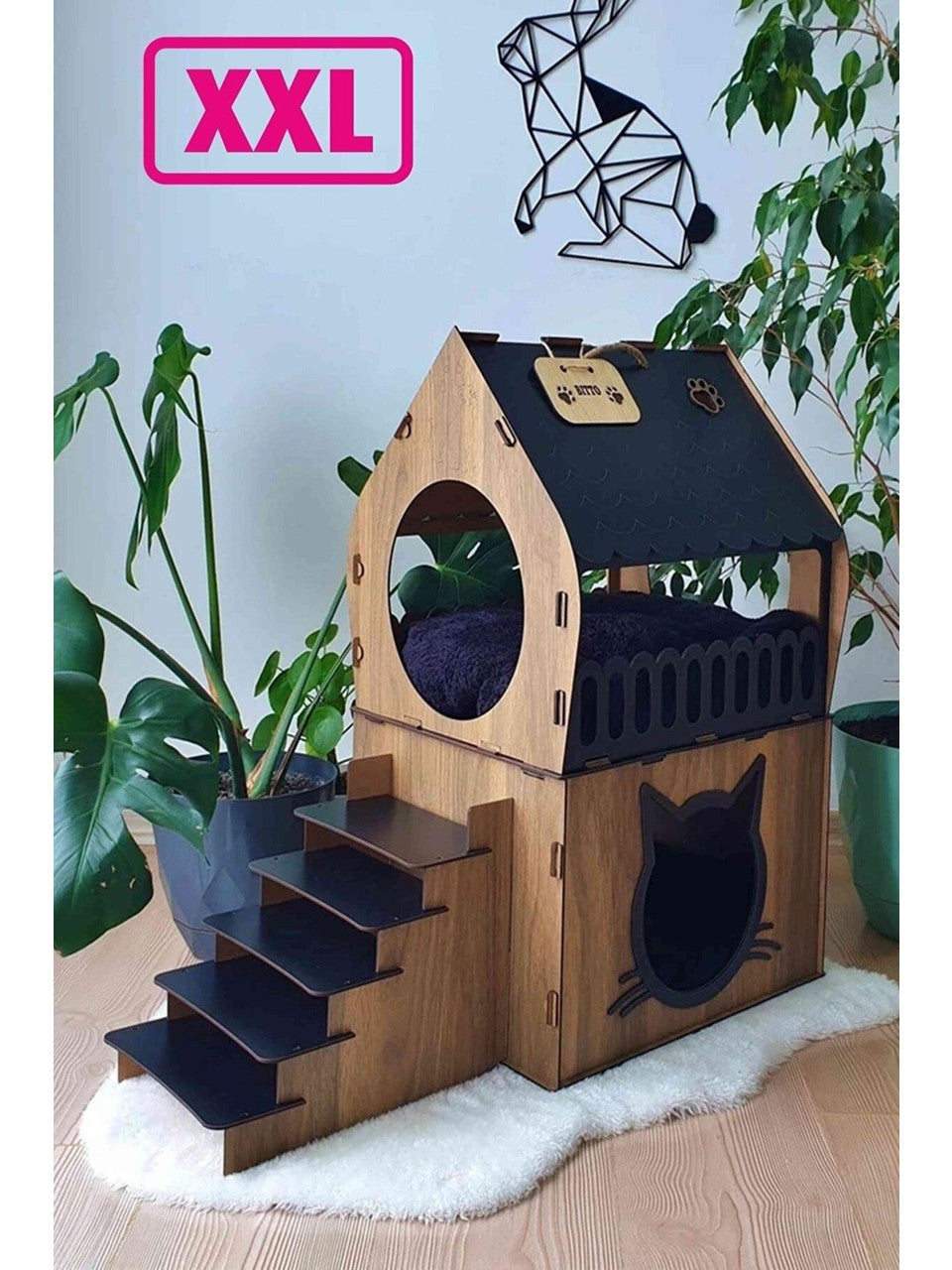 Büyük Kedi Evi Xxl Teraslı Kedi Evi 5kg Ve Üzeri Kediler Için