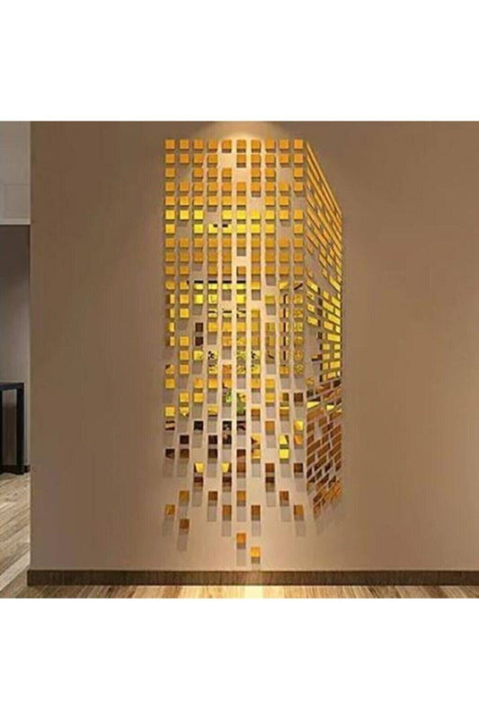 Dekor Süs Mozaık Ayna 200x Adet Pleksi Dekoratif Gold Antre Banyo