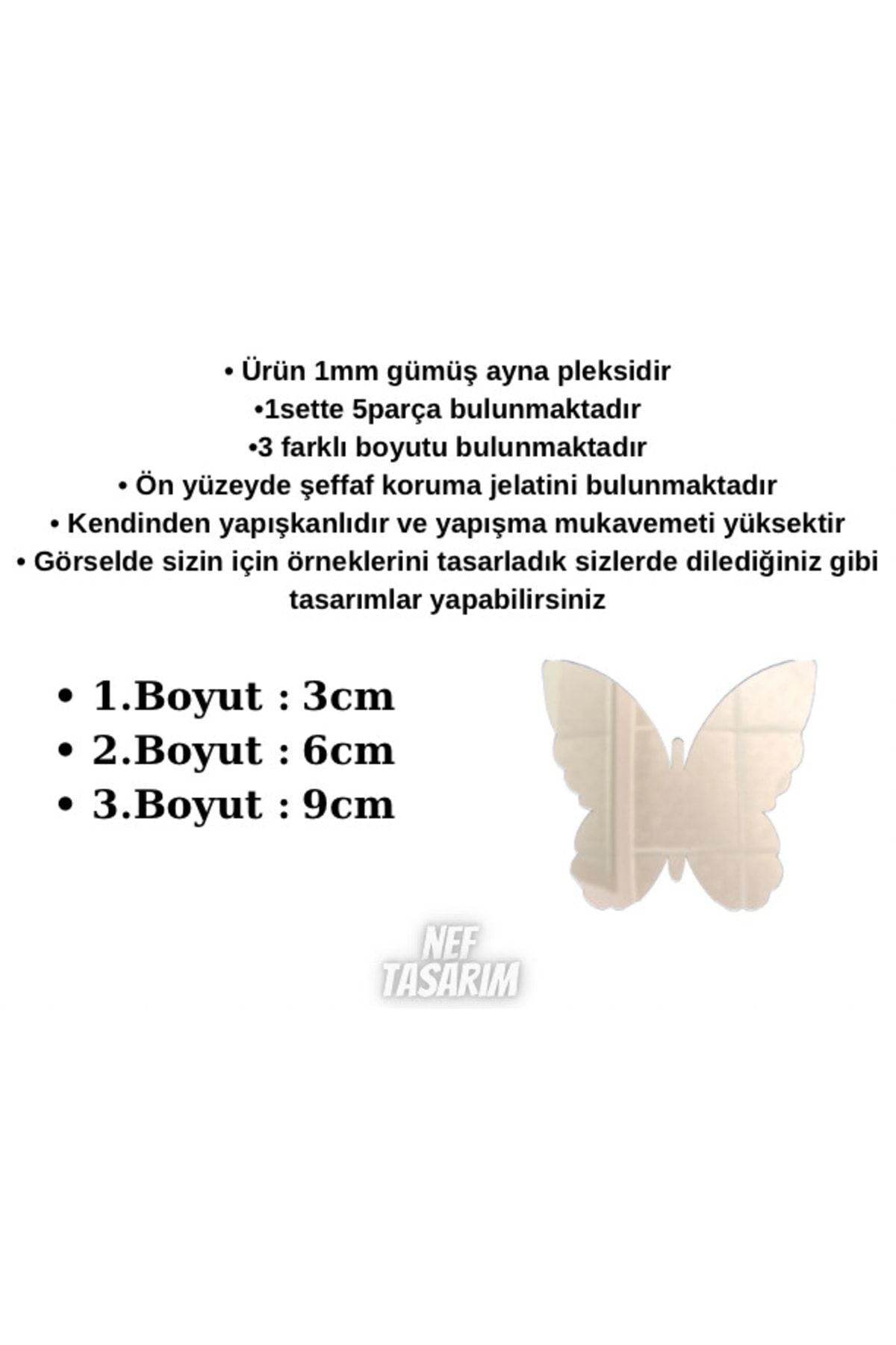 Dekoratif Gold Ayna Pleksi Kelebek Duvar Süsü ( Önü Jiletinli Arkası Yapışkanlı )