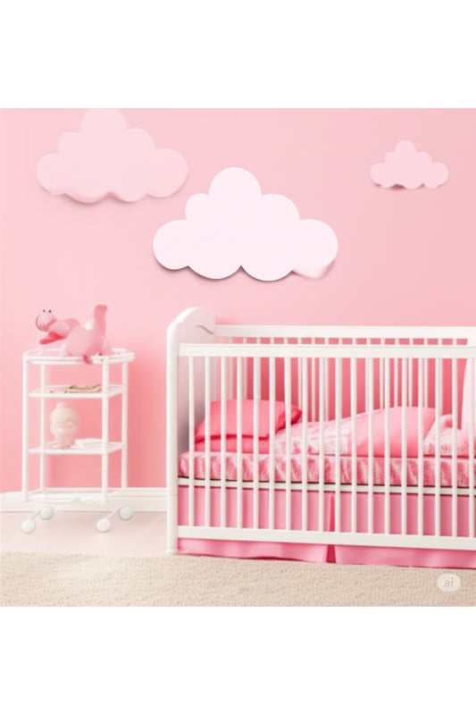 Pembe Bulut 3 Lü Set Bulut Duvar Dekoru Çocuk Odası Süsü