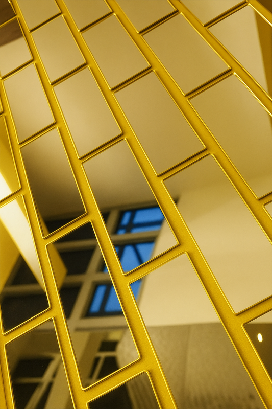 Dekoratif Tuğla Desenli Gold Pleksi 5 Adet 5x7cm Kendinden Yapışkanlı )