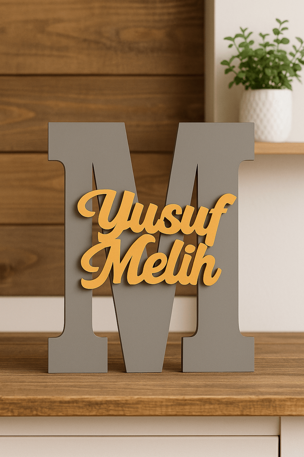 ikanwoods İsme Özel Harf Ve İsimli Ahşap Bebek Ve Çocuk Oda Kapı Süsü