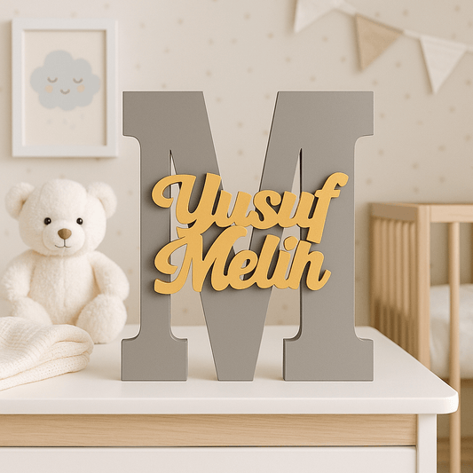ikanwoods İsme Özel Harf Ve İsimli Ahşap Bebek Ve Çocuk Oda Kapı Süsü