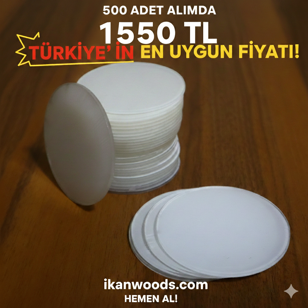 7 cm Yuvarlak Pleksi Parçalar (500 Adet) – Magnet, Anahtarlık ve Kişiselleştirme Projeleri İçin