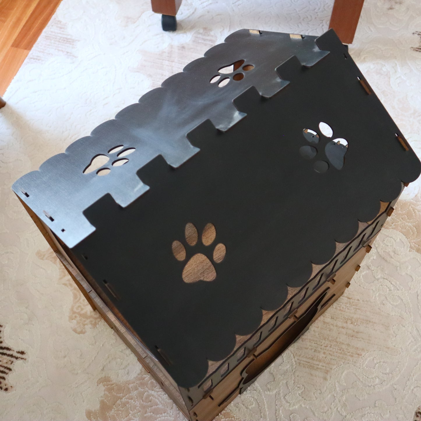 Çift Katlı Ahşap Kedi Evi | Merdivenli Modern MDF Kedi Kulübesi