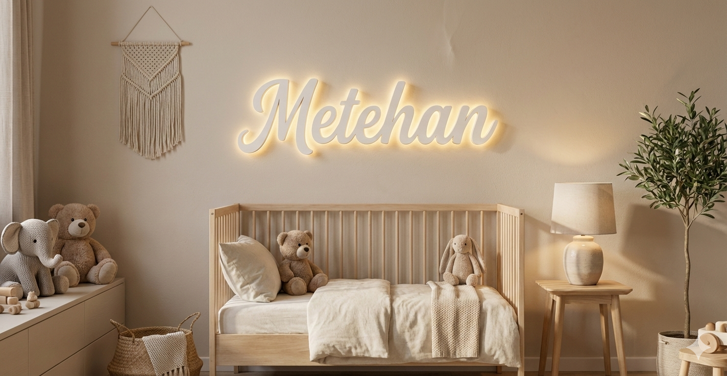 Kişiye Özel LED İsim Tabelası – Çocuk & Bebek Odası Işıklı Kapı Yazısı (30 cm & 50 cm)