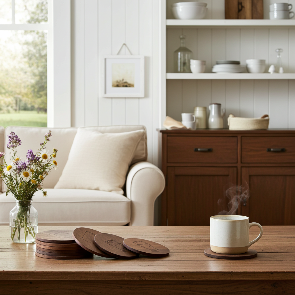 6-teiliges Set Untersetzer mit Kaffeemuster